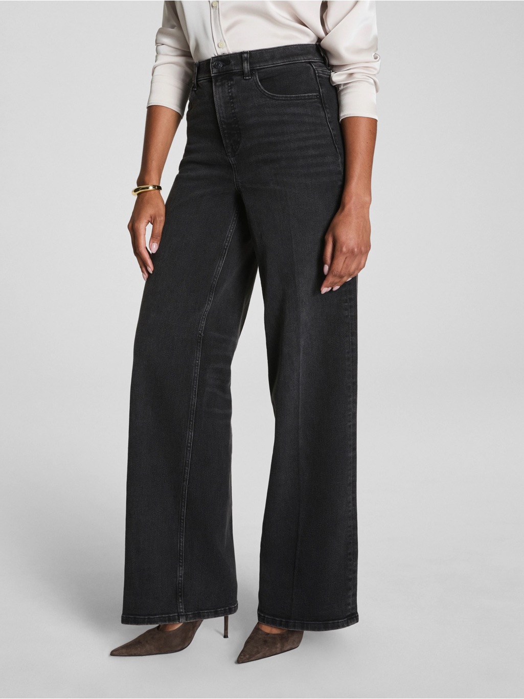 Spanxshape Authentic 360 Wide Leg Jeans 1x Regular Carbon Black High Rise